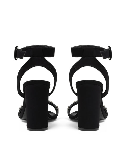 Sandalia Negra Ankle Strap Tira Círculos 1307